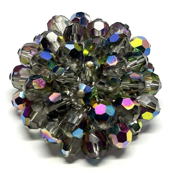 Vintage Jewelry - Vintage Crystal Beaded Brooch Pin